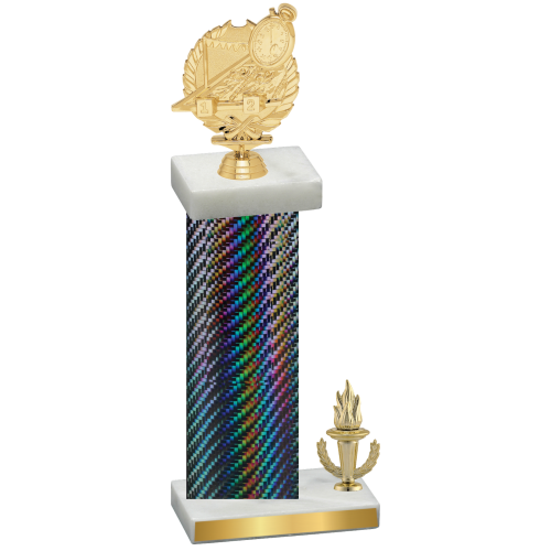 Accented Single Black Carbon Fiber Victory Swimming Trophy