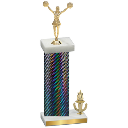 Accented Single Black Carbon Fiber Victory Cheerleading Trophy