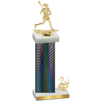 Accented Single Black Carbon Fiber Second Place Lacrosse Trophy