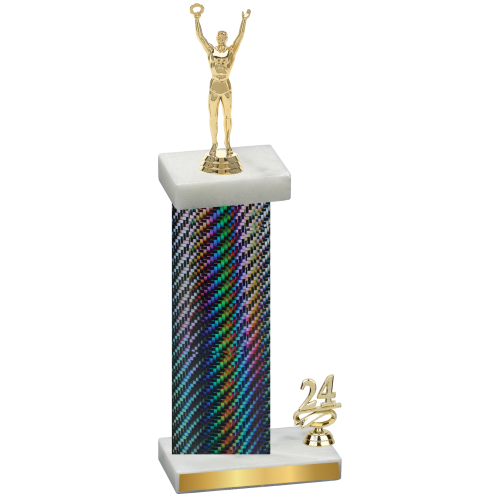 Accented Single Black Carbon Fiber Year Victory Trophy