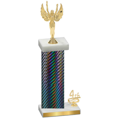 Accented Single Black Carbon Fiber Fourth Place Victory Trophy