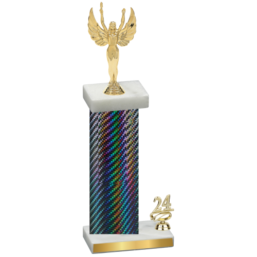 Accented Single Black Carbon Fiber Year Victory Trophy