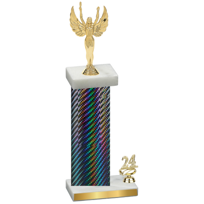 Accented Single Black Carbon Fiber Year Victory Trophy