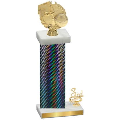 Accented Single Black Carbon Fiber Third Place Basketball Trophy