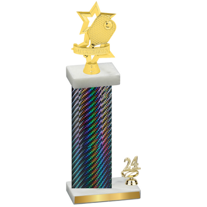 Accented Single Black Carbon Fiber Year Pickleball Trophy