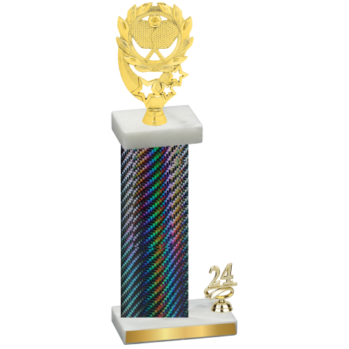 Accented Single Black Carbon Fiber Year Pickleball Trophy