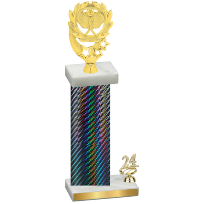 Accented Single Black Carbon Fiber Year Pickleball Trophy