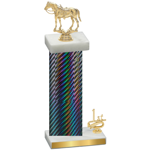 Accented Single Black Carbon Fiber First Place Horses Trophy