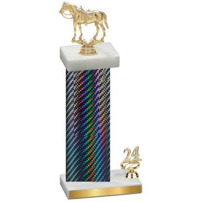 Accented Single Black Carbon Fiber Year Horses Trophy