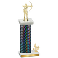 Accented Single Black Carbon Fiber Fourth Place Archery Trophy