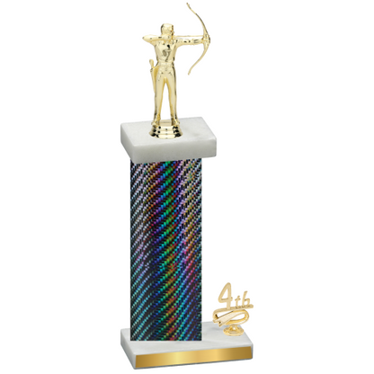 Accented Single Black Carbon Fiber Fourth Place Archery Trophy