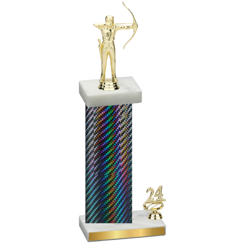 Accented Single Black Carbon Fiber Year Archery Trophy