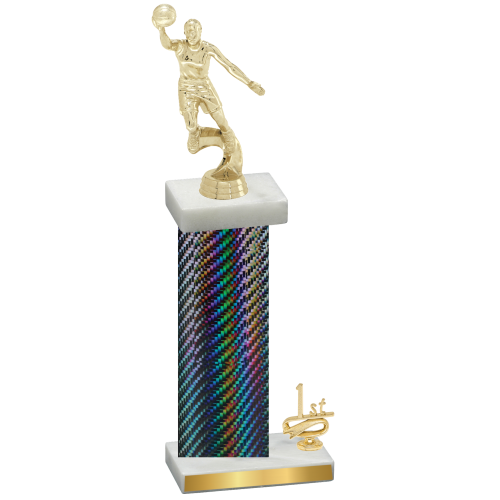 Accented Single Black Carbon Fiber First Place Basketball Trophy