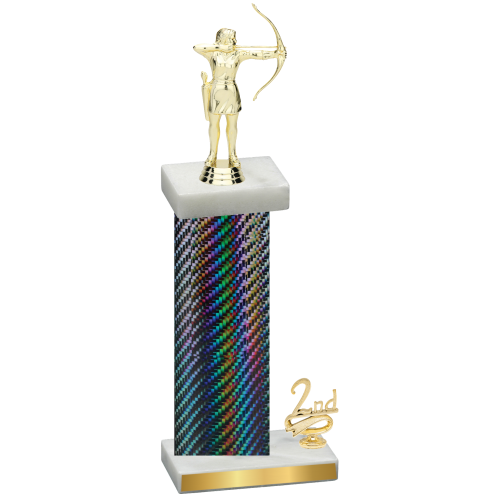 Accented Single Black Carbon Fiber Second Place Archery Trophy