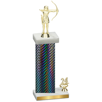 Accented Single Black Carbon Fiber Year Archery Trophy