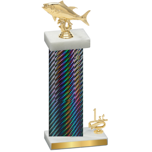 Accented Single Black Carbon Fiber First Place Fishing Trophy