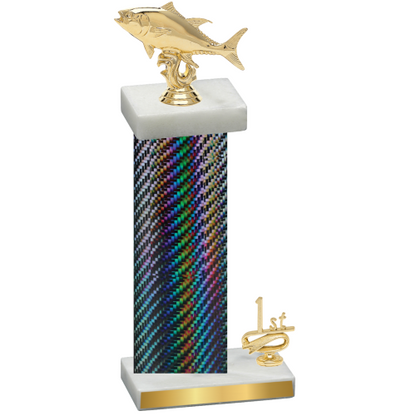 Accented Single Black Carbon Fiber First Place Fishing Trophy