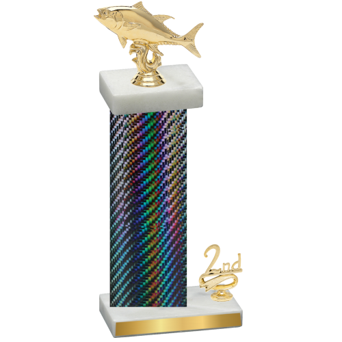 Accented Single Black Carbon Fiber Second Place Fishing Trophy