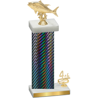 Accented Single Black Carbon Fiber Fourth Place Fishing Trophy