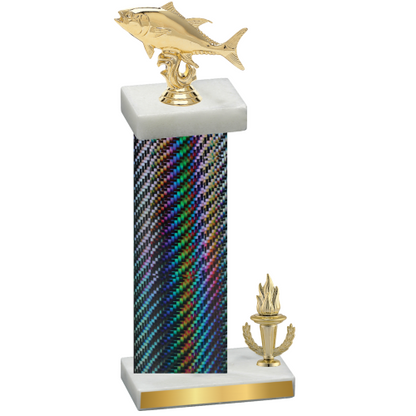 Accented Single Black Carbon Fiber Victory Fishing Trophy