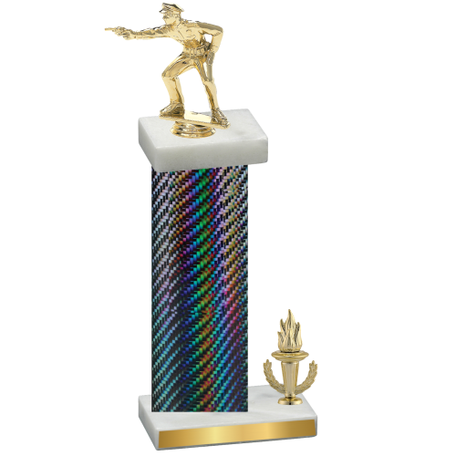 Accented Single Black Carbon Fiber Victory Shooter Trophy