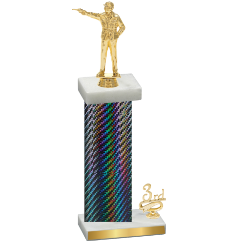 Accented Single Black Carbon Fiber Third Place Shooter Trophy