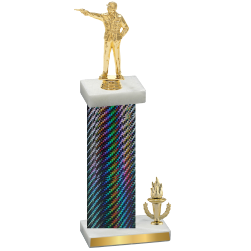 Accented Single Black Carbon Fiber Victory Shooter Trophy