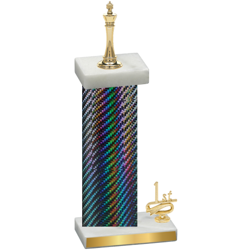 Accented Single Black Carbon Fiber First Place Chess Trophy