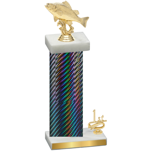 Accented Single Black Carbon Fiber First Place Fishing Trophy