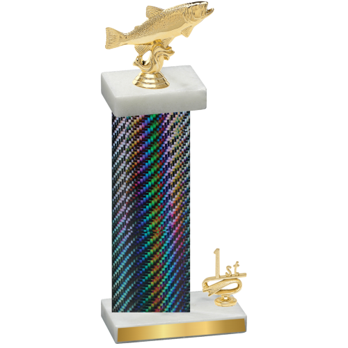 Accented Single Black Carbon Fiber First Place Fishing Trophy