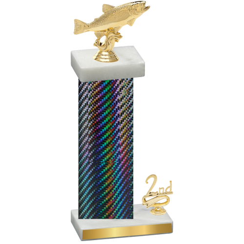 Accented Single Black Carbon Fiber Second Place Fishing Trophy