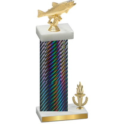 Accented Single Black Carbon Fiber Victory Fishing Trophy