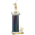 Accented Single Black Carbon Fiber Third Place Golf Trophy