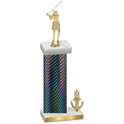 Accented Single Black Carbon Fiber Victory Golf Trophy