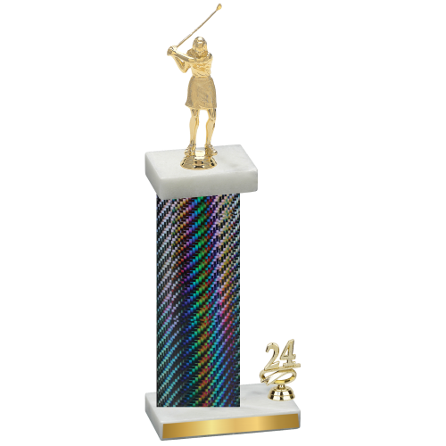 Accented Single Black Carbon Fiber Year Golf Trophy