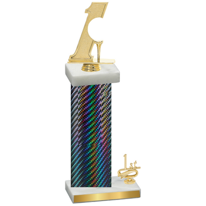 Accented Single Black Carbon Fiber First Place Golf Trophy