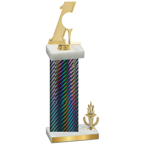 Accented Single Black Carbon Fiber Victory Golf Trophy