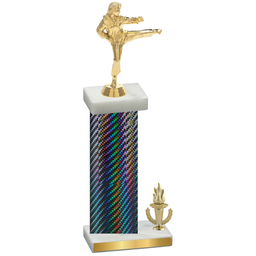 Accented Single Black Carbon Fiber Victory Karate Trophy