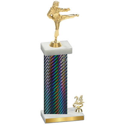 Accented Single Black Carbon Fiber Year Karate Trophy