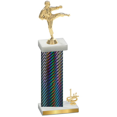 Accented Single Black Carbon Fiber First Place Karate Trophy