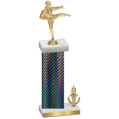 Accented Single Black Carbon Fiber Victory Karate Trophy