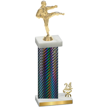 Accented Single Black Carbon Fiber Year Karate Trophy