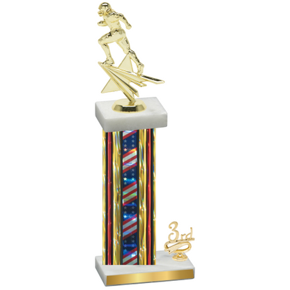 Accented Single Flag USA Third Place Football Trophy