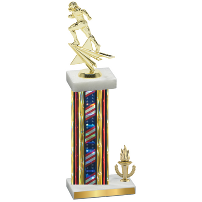 Accented Single Flag USA Victory Football Trophy