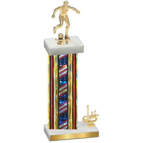 Accented Single Flag USA First Place Soccer Trophy