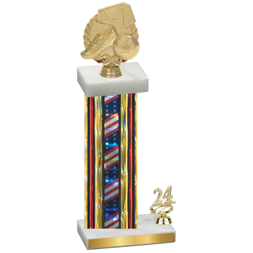 Accented Single Flag USA Year Soccer Trophy