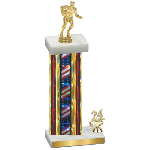 Accented Single Flag USA Year Rugby Trophy