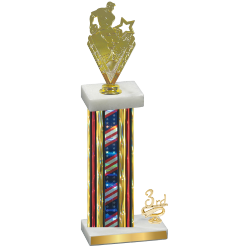 Accented Single Flag USA Third Place Rugby Trophy