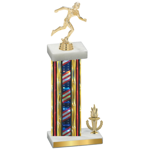 Accented Single Flag USA Victory Running Trophy