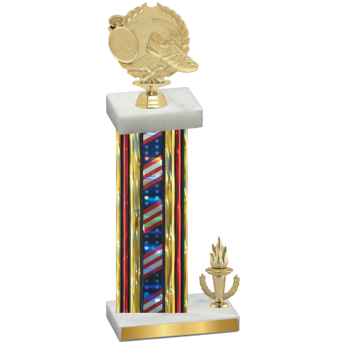 Accented Single Flag USA Victory Running Trophy